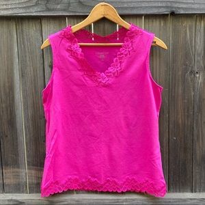 Coldwater Creek Double Lace Tank Hot Pink